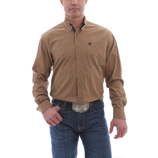 Cinch Men's LS Solid Shirt Brown
