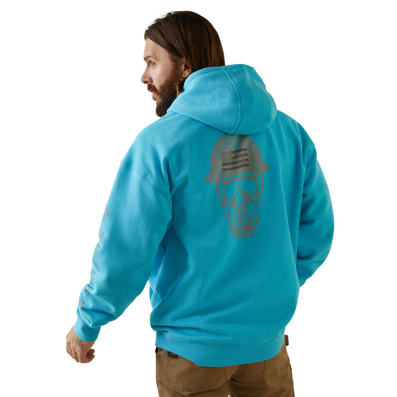 Ariat Mens Rebar Roughneck Pullover Hoodie - Bachelor Button Heather