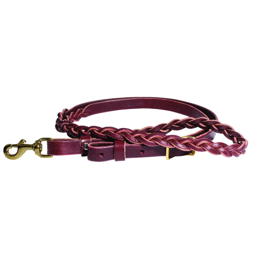 Professional's Choice 3 Plait Roping Rein - Burgundy