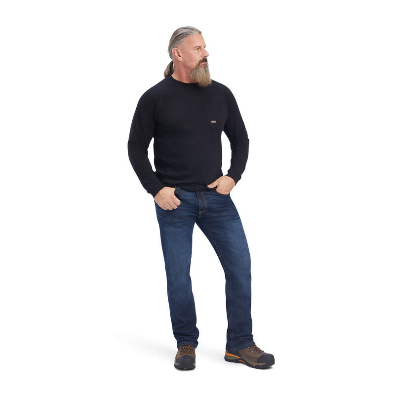 Ariat Mens Rebar Cotton Strong LS T-Shirt  Black