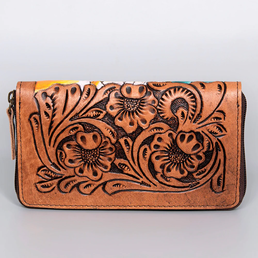 American Darling Olay Wallet -Leather With Hand Carving