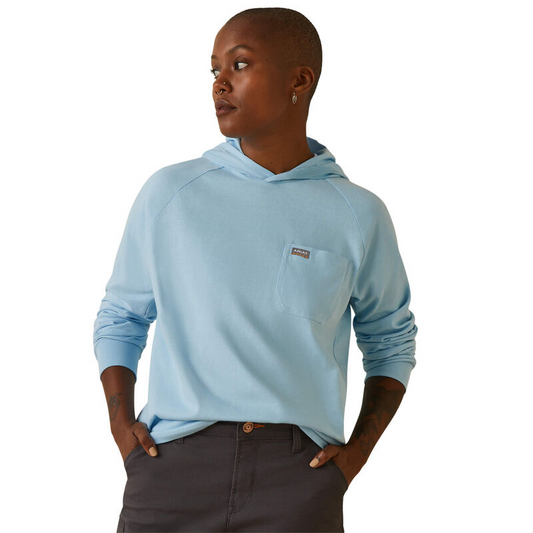 Ariat Womens Rebar Cotton Strong Hooded T-Shirt - Clear Sky