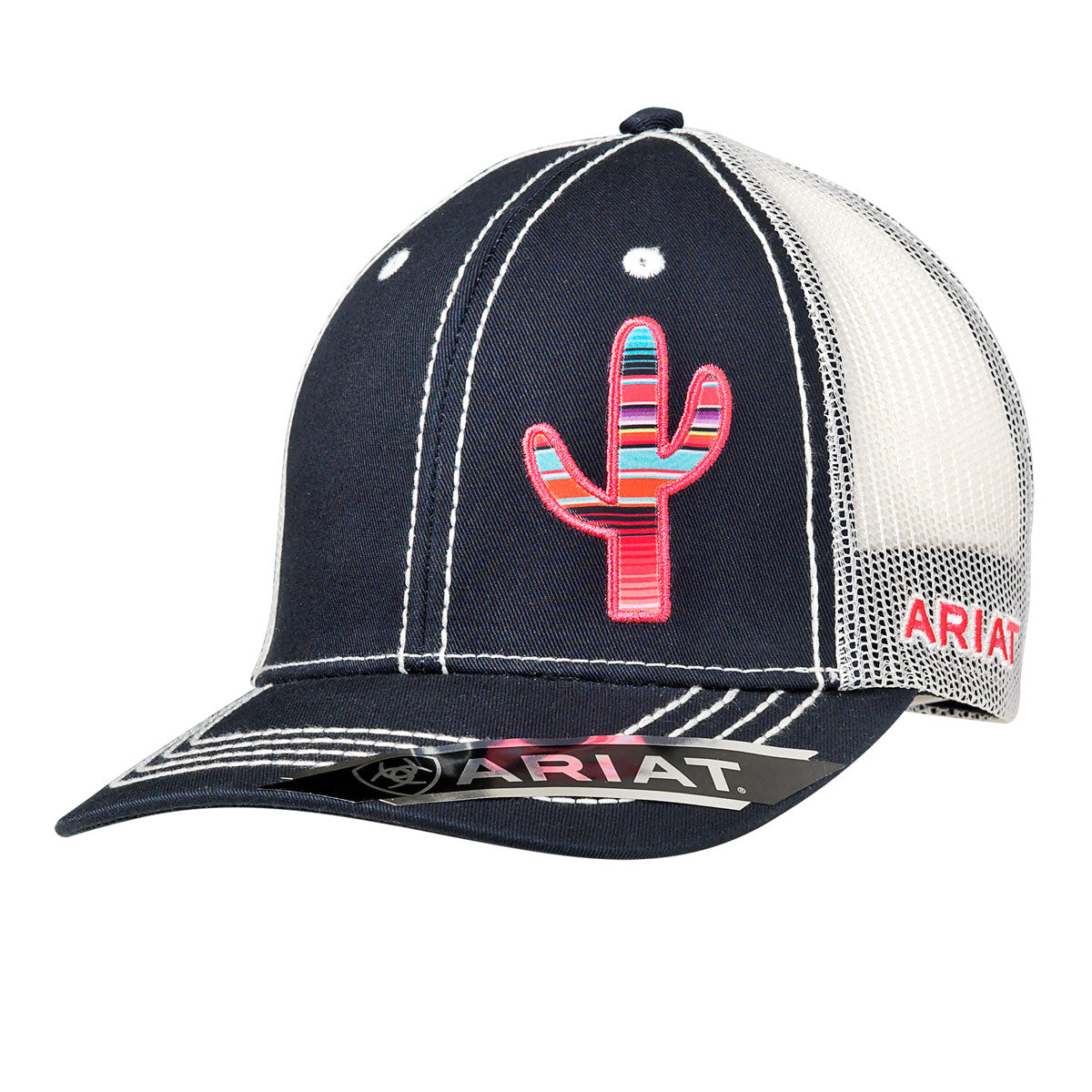 Ariat Ladies Snapback Cap - Navy w/Offset Serape Cactus