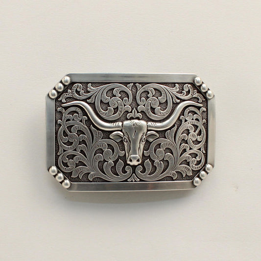 Nocona Men's Rectangle Smooth Edge Buckle - Longhorn - Irvine Tack & Western Wear