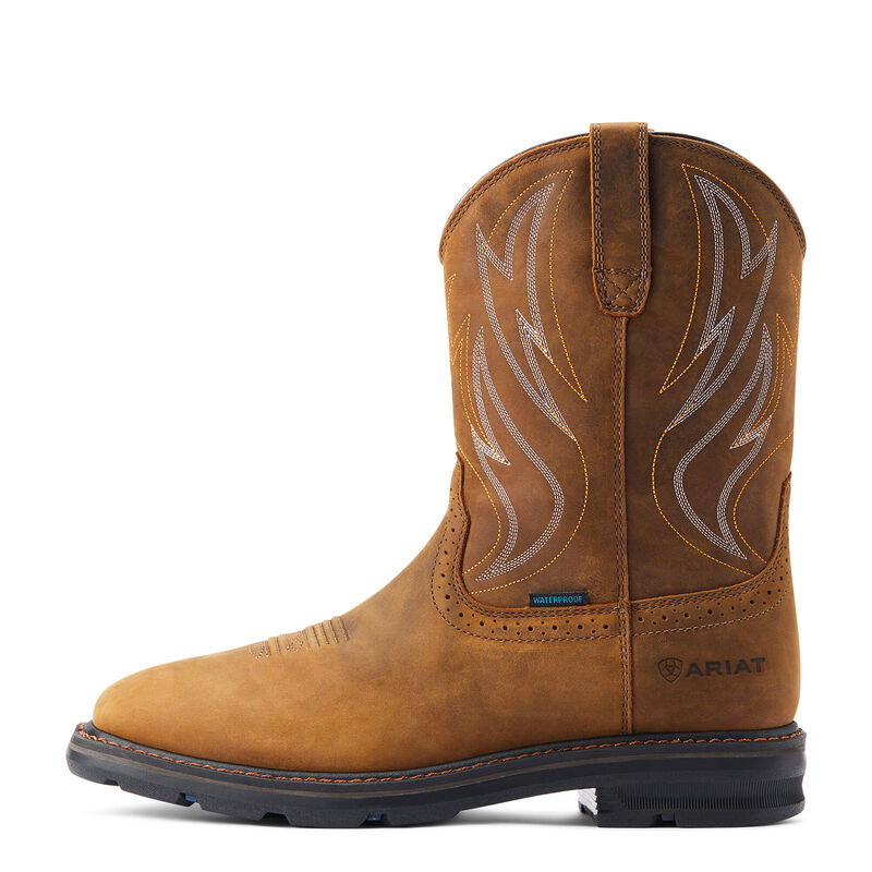 Ariat Mens Sierra Shock Shield Waterproof Work Boot - Distressed Brown
