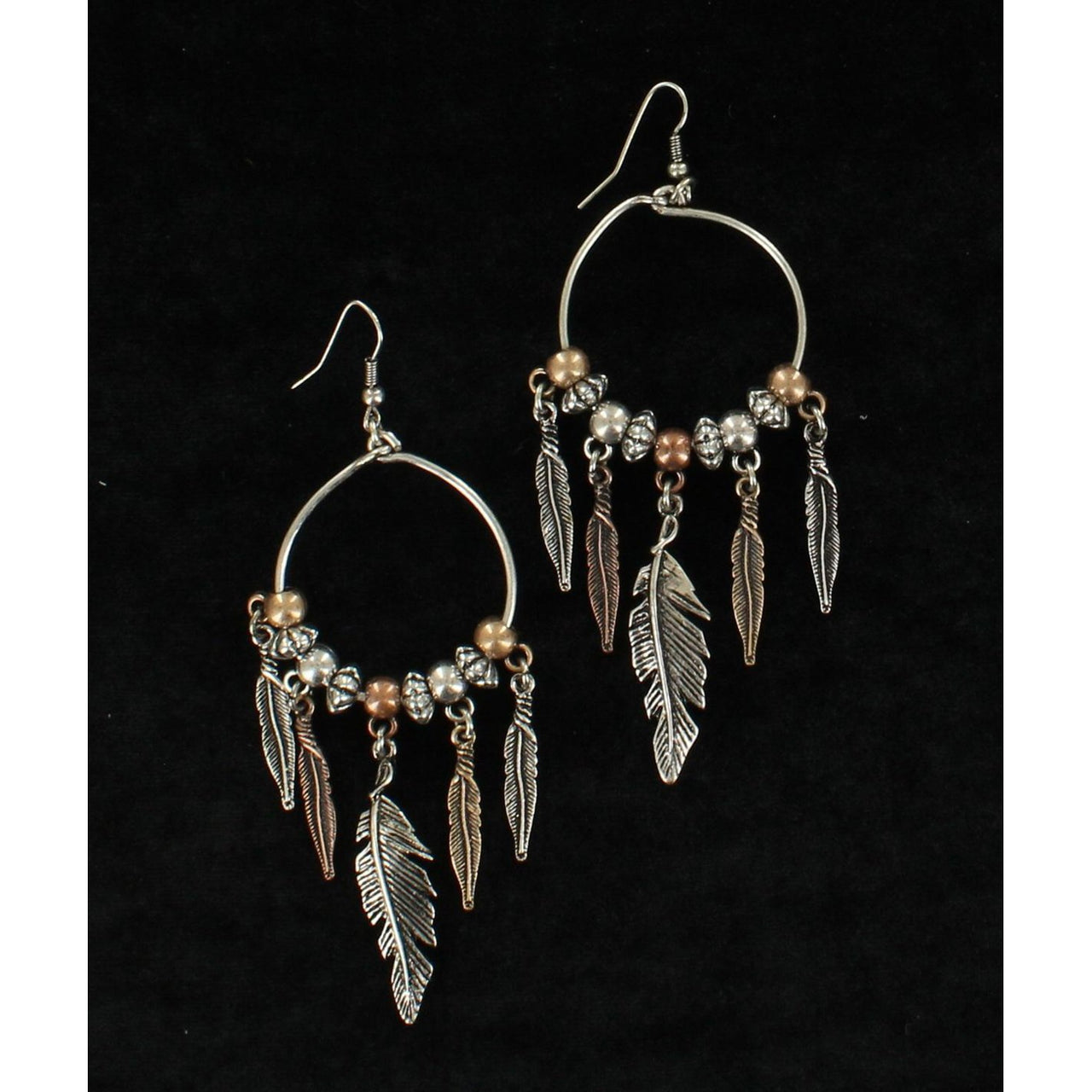 Blazin Roxx Feather Drop Earrings - Silver/Copper