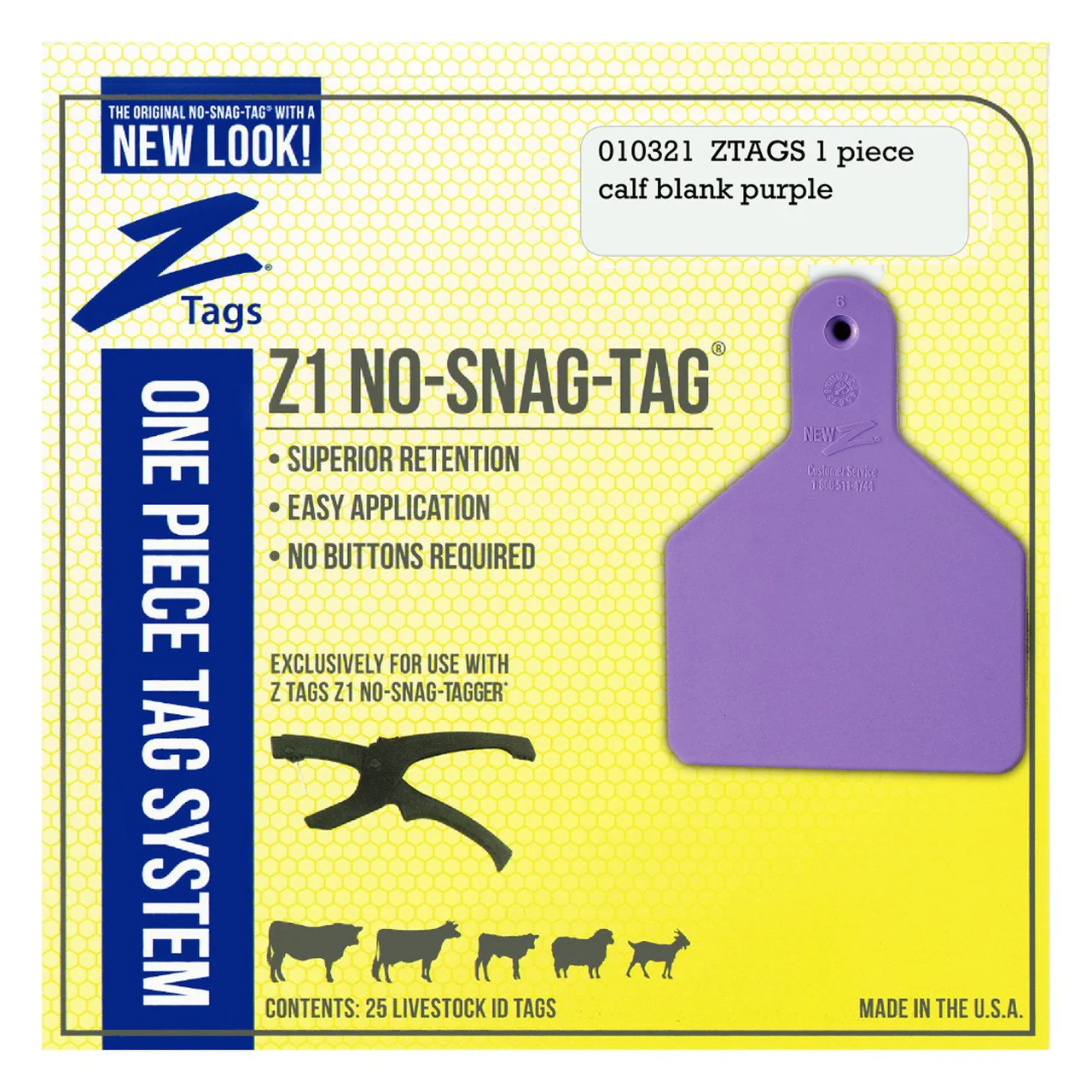 Z Tags Z1 No Snag 1-Piece Calf Tags - Purple