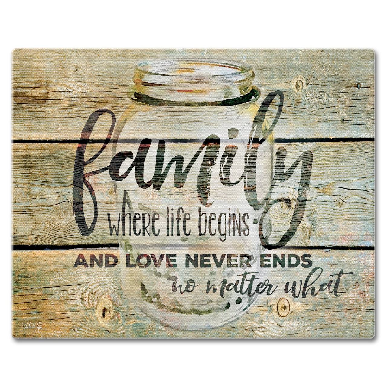 Cutting Board Glass Large - Family time