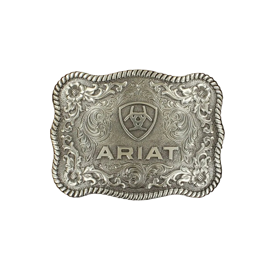 Ariat Buckle Rectangle Rope Edging with Floral Filigree Center and Shield Logo - Irvine Tack &amp; Western Wear