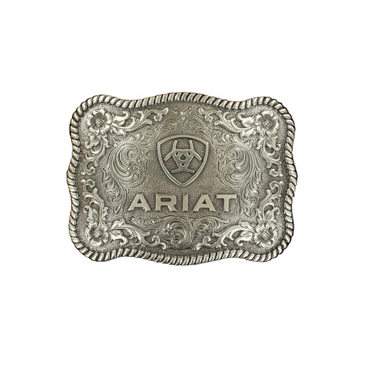Ariat Buckle Rectangle Rope Edging with Floral Filigree Center and Shield Logo - Irvine Tack & Western Wear