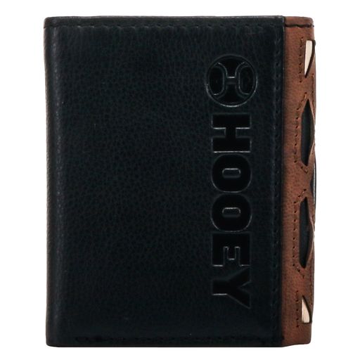 Chapawee Laser Cut Aztec Print Leather Trifold Wallet w/Black Red Ivory Inlay & Hooey Logo