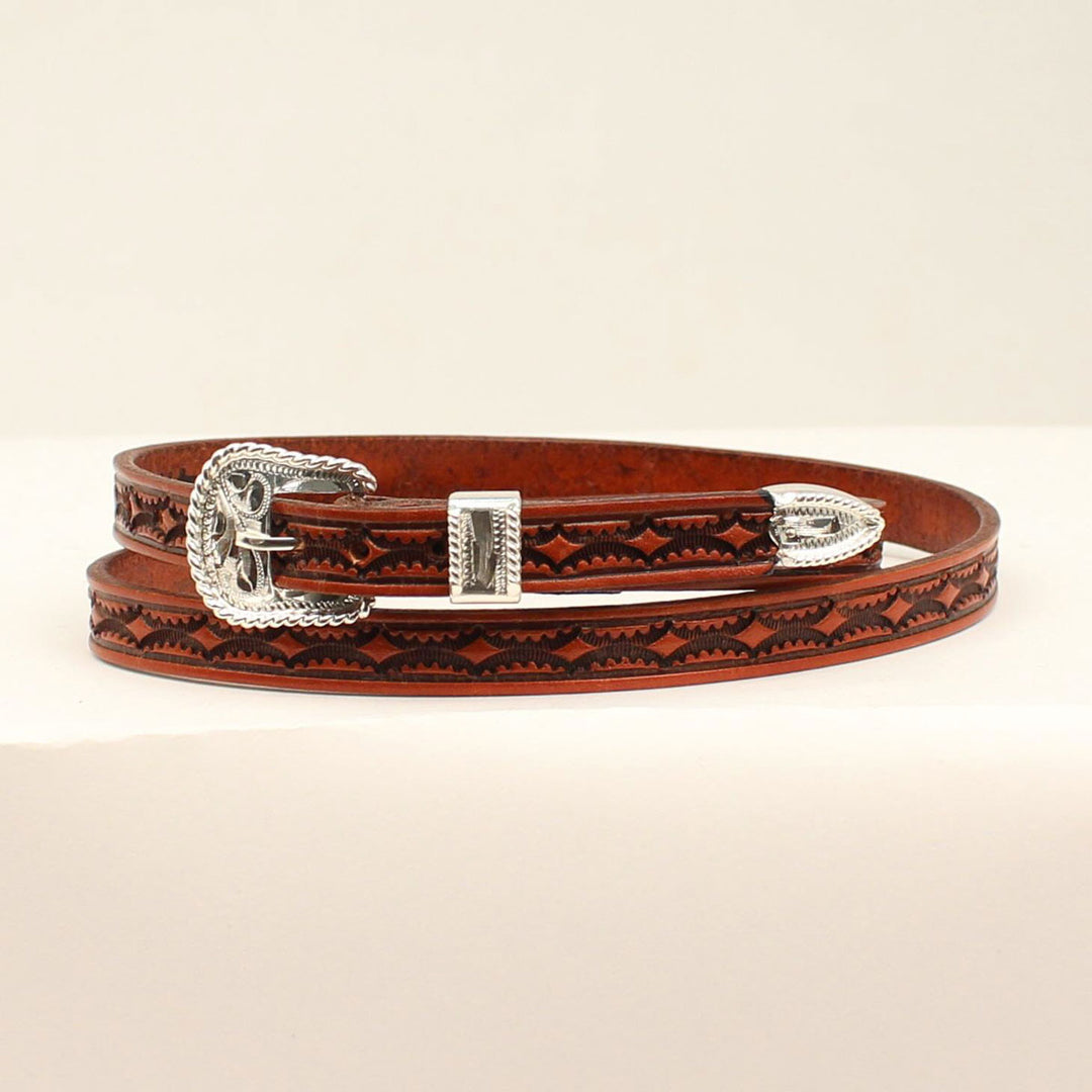 Twister Hand Tooled Hat Band - Tan