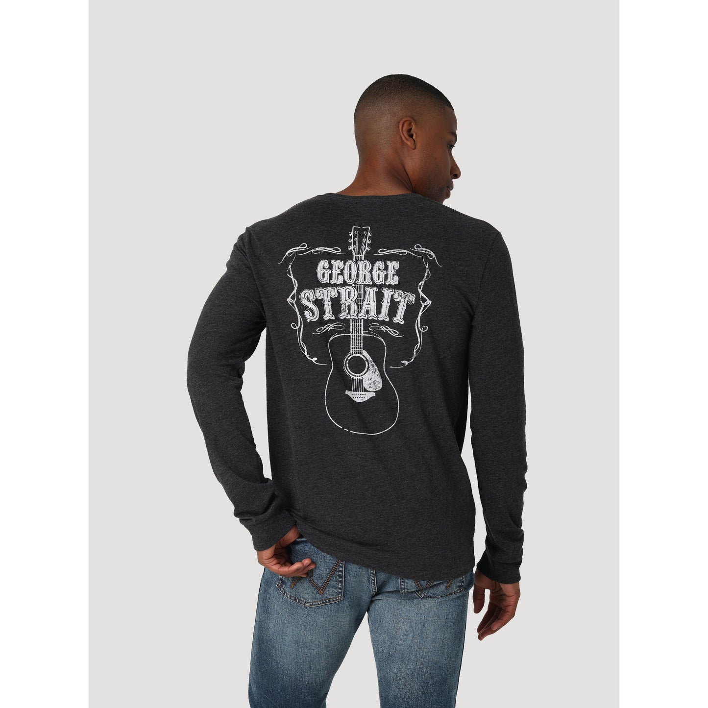 Wrangler Men's Graphic LS Tee George Strait 70s Portrait