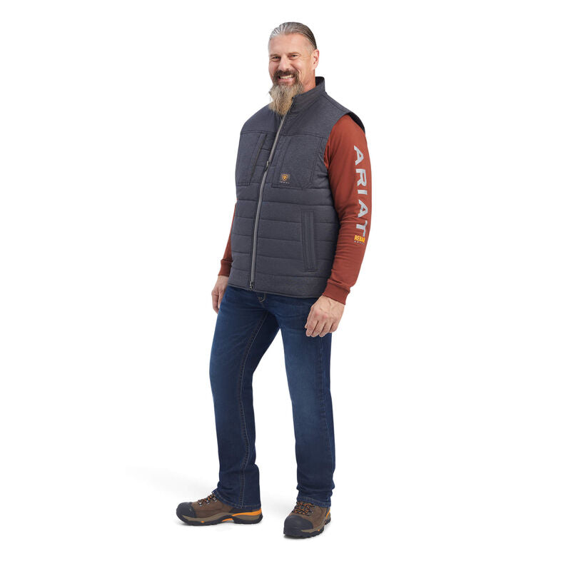 Ariat Mens Rebar Valiant STR Canvas Insulated Vest - Charcoal Heather