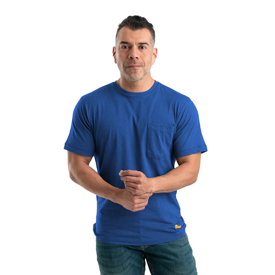 Berne Mens Performance Short Sleeve Pocket Tee - Blue