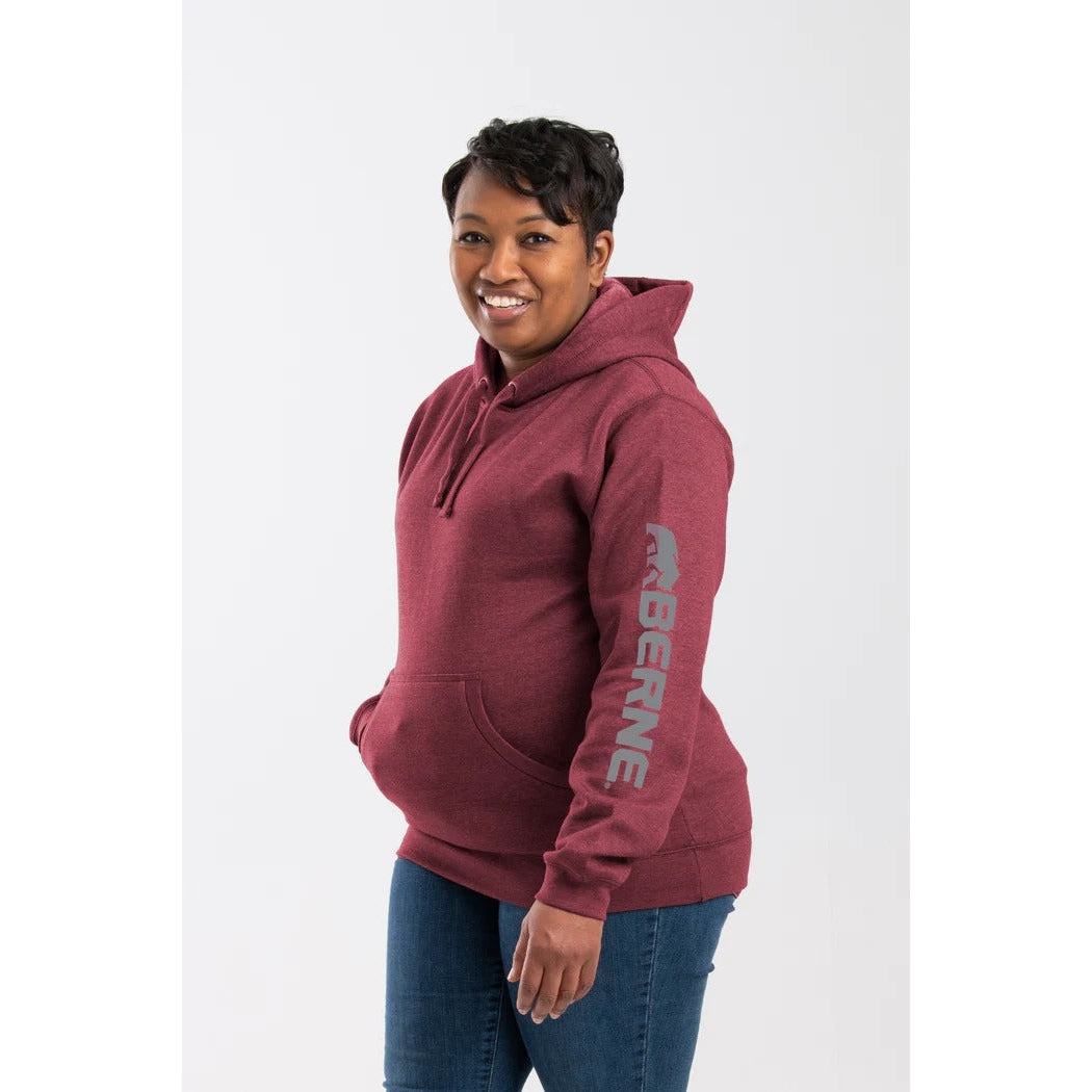 Berne Womens Signature Sleeve Hooded Pullover Sweatshirt - Cabernet