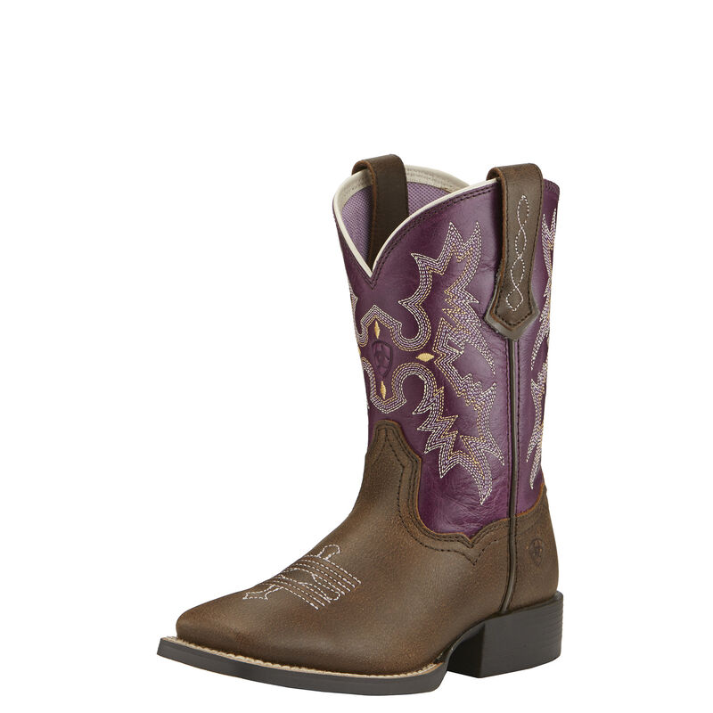 Ariat Youth Tombstone Western Boots - Vintage Bomber/Plum