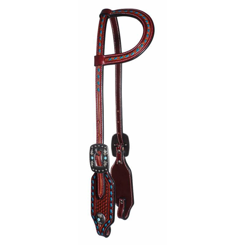 Professional's Choice Head Stall Single Basket Weave Blue
