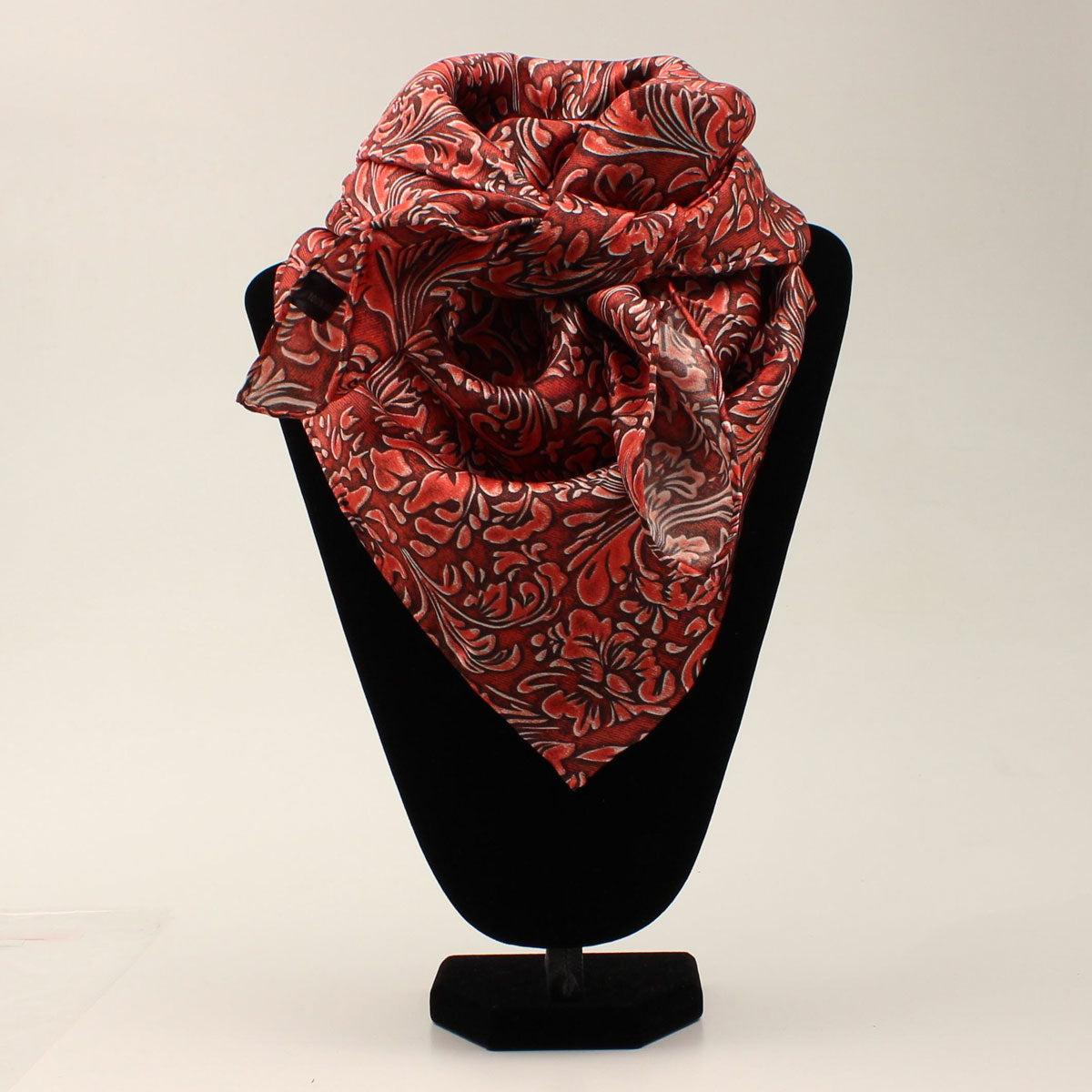M & F 33x33 Silk Floral Wild Rag - Red