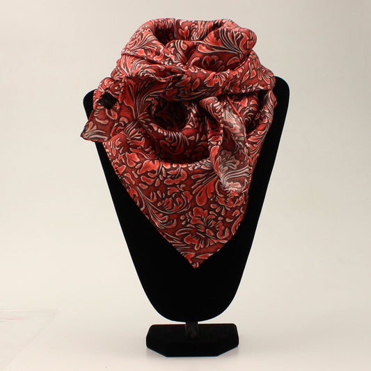 M & F 33x33 Silk Floral Wild Rag - Red