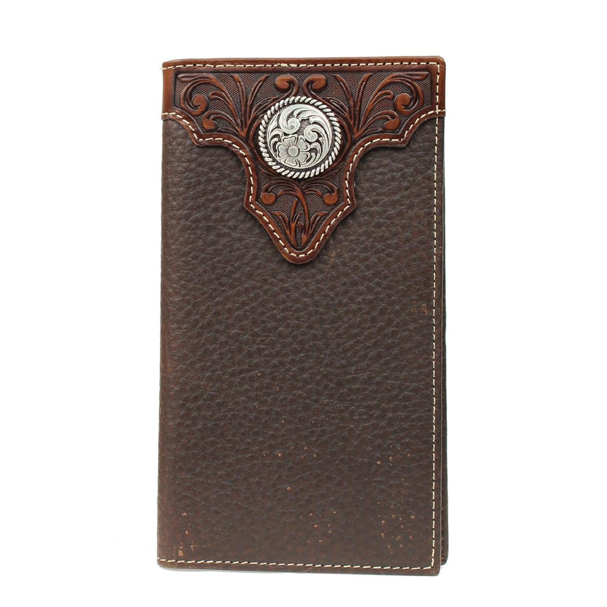 Ariat Men's  Tooled Overlay Concho Rodeo Wallet - Brown - Irvine Tack & Western Wear