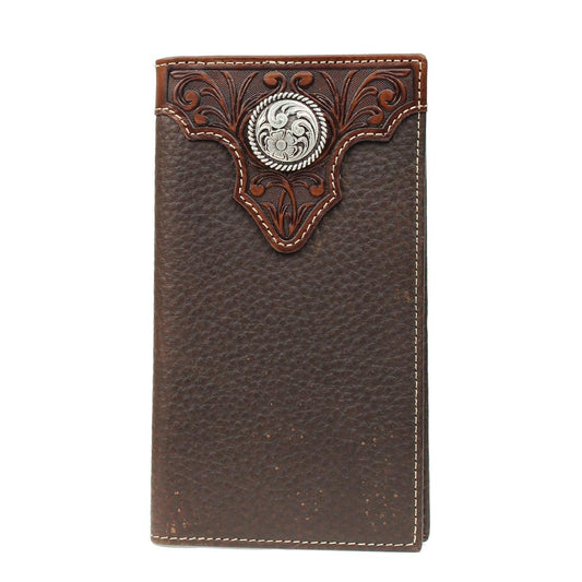 Ariat Men's  Tooled Overlay Concho Rodeo Wallet - Brown - Irvine Tack & Western Wear