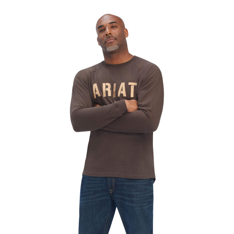 Ariat Mens Rebar CottonStrong Block Tshirt - Brown