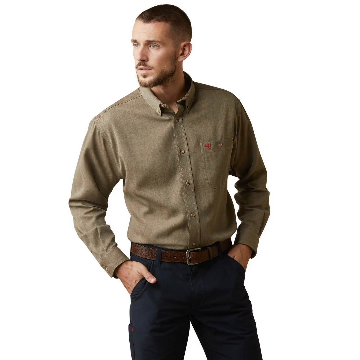 Ariat Mens FR Inherant Work Shirt - Khaki Heather