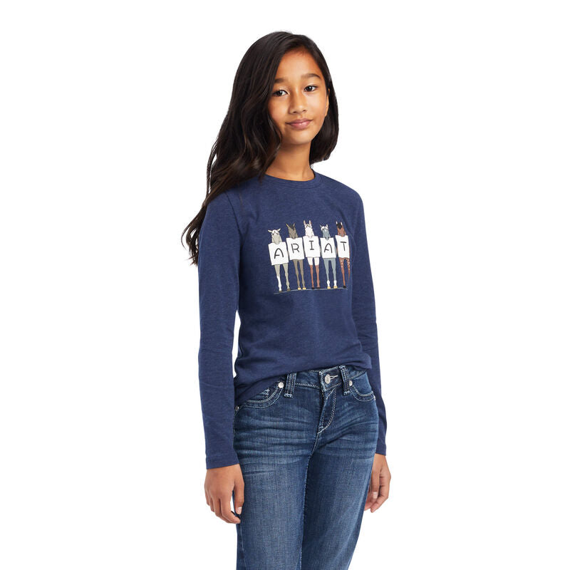 Ariat Youth Fan Club LS T-Shirt Navy Heather