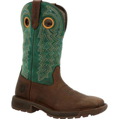 **Rocky Womens Brown 11" Western Boot Brown and Teal