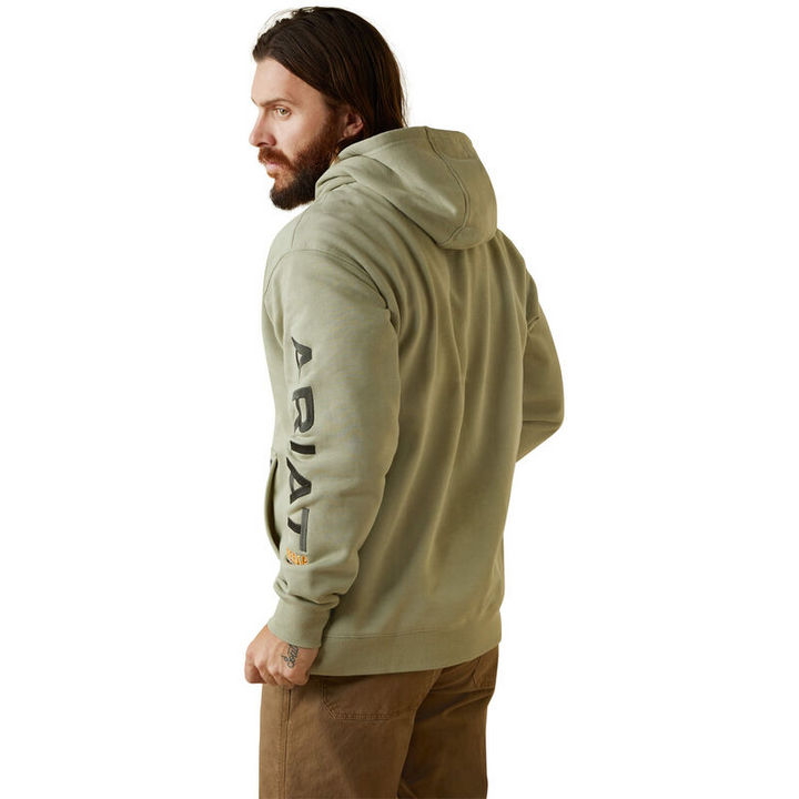 Ariat Mens Rebar Graphic Hoodie - Desert Sage Heather/Beetle