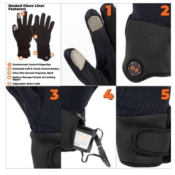 Fieldsheer Unisex Heated Glove Liners - Black
