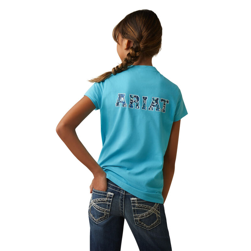 Ariat Girls Youth Varsity Camo T-Shirt - Mosaic Blue