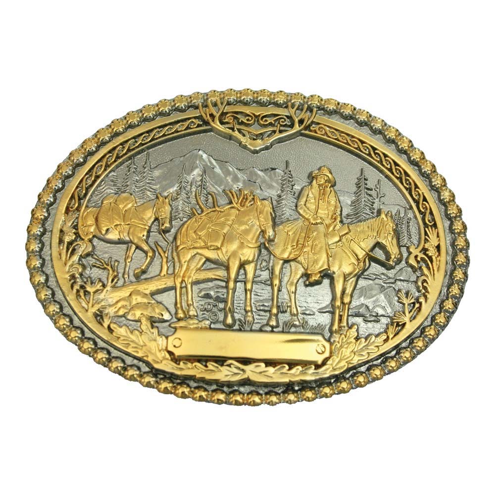 Montana Silversmiths Pack Horses and Rider Two Tone Attitude Belt Buckle