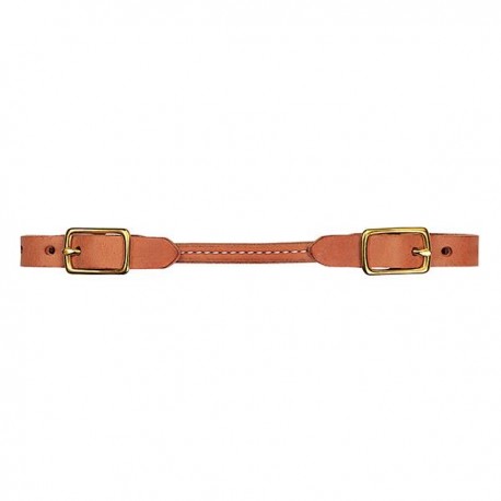 Weaver Leather Harness Leather Rounded Curb Strap Solid Brass Hardware - Russet
