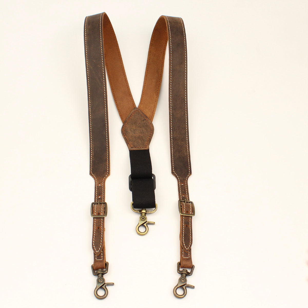 Nonona Men's "Made in USA" Suspenders - Gallus Medium Brown