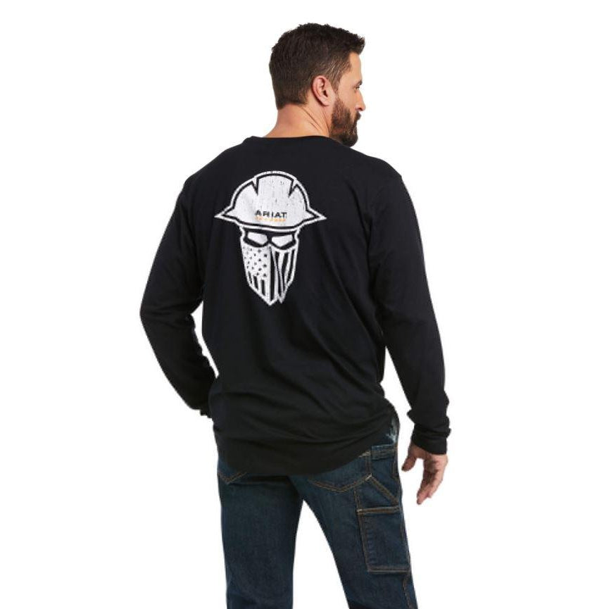 Ariat Mens Rebar Workman Full Coverage LS Tee  Black