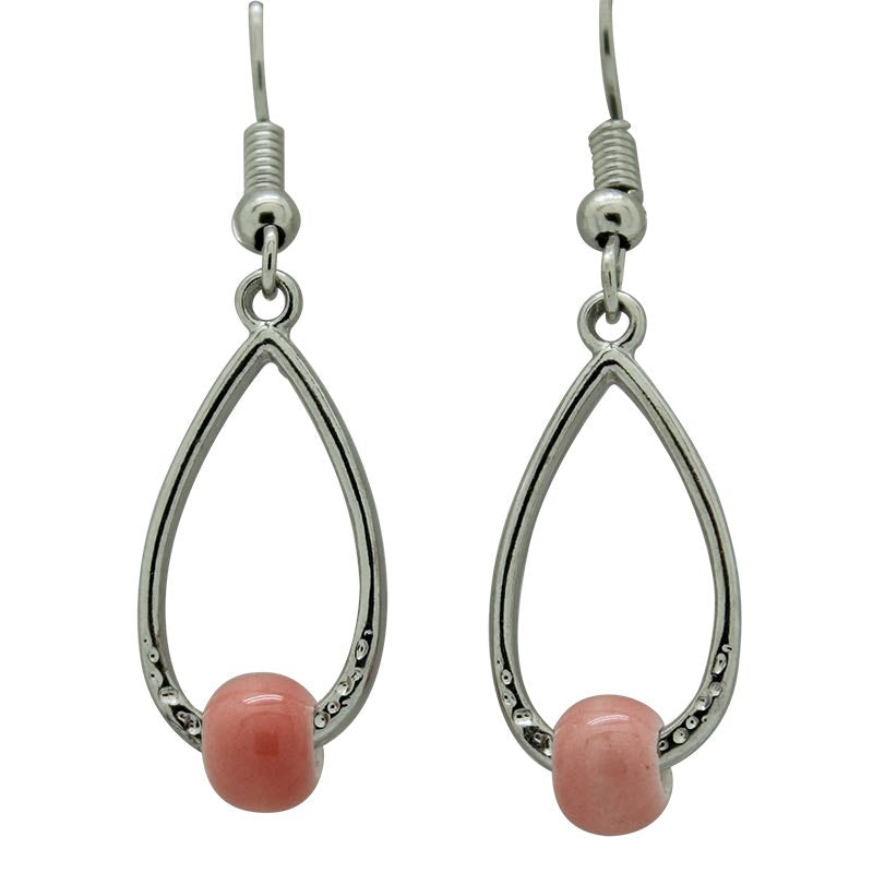 KC Earrings Silver w/Pink Bead
