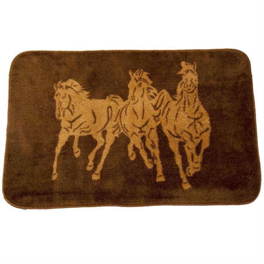 HiEnd Accents 24x36 3-Horse Rug Kitchen/Bath Accent Rug - Chocolate