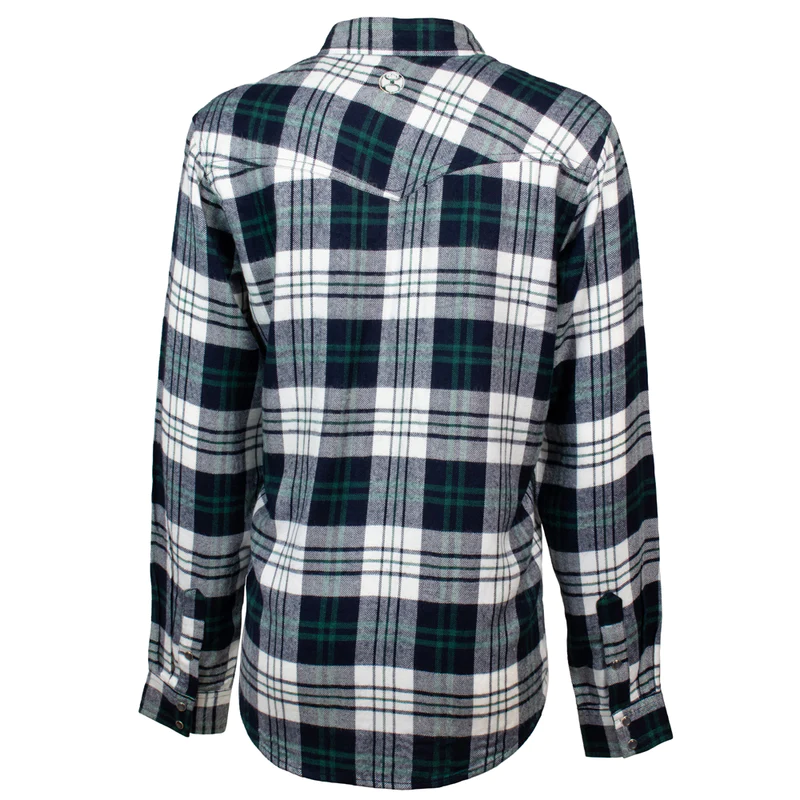 Hooey Women's Loose Fitting Flannel Shirt - Black/White/Green