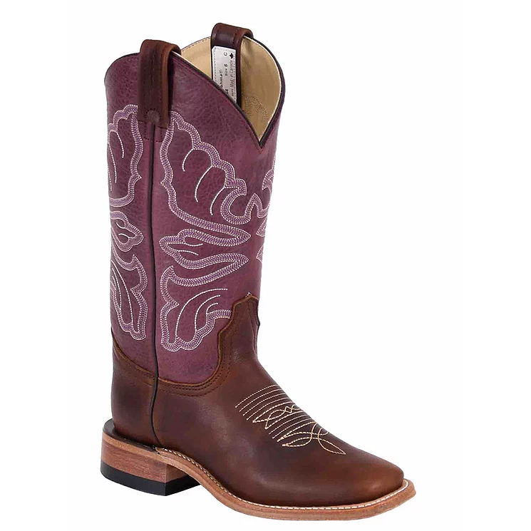 Brahma Women's Buckaroo Western Boots - Coco Oiled/Pan Am Purple - Irvine Tack & Western Wear