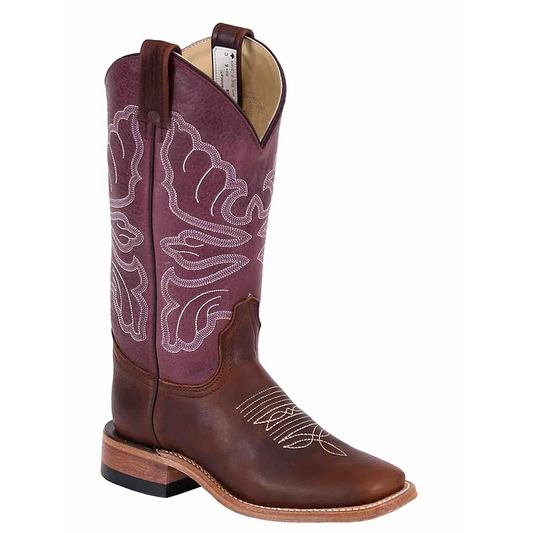 Brahma Women's Buckaroo Western Boots - Coco Oiled/Pan Am Purple