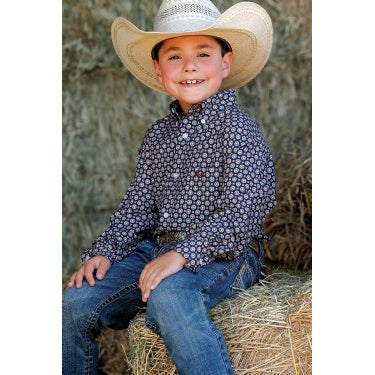 Cinch Boys Arenaflex LS Print Shirt - Navy