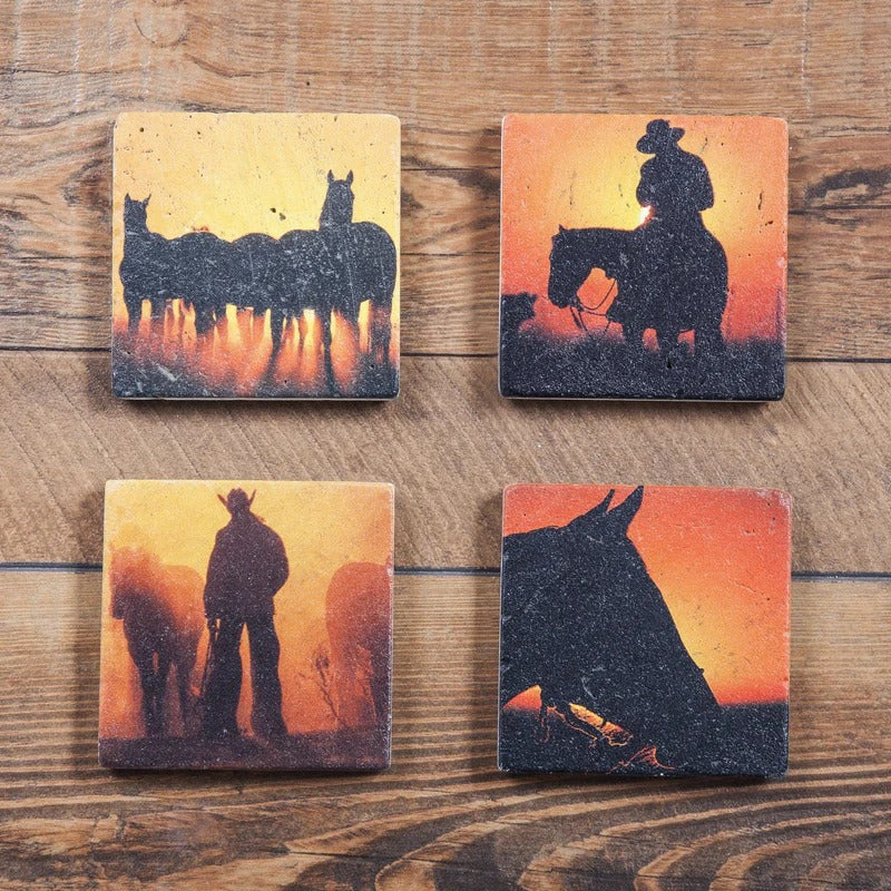 HiEnd Accents Cowboy Coasters  4" x 4"  4PC