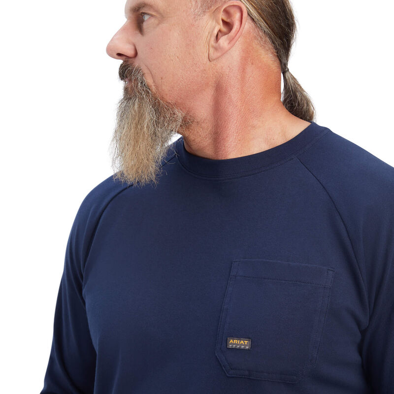Ariat Mens Rebar Cotton Stron LS T-Shirt Navy