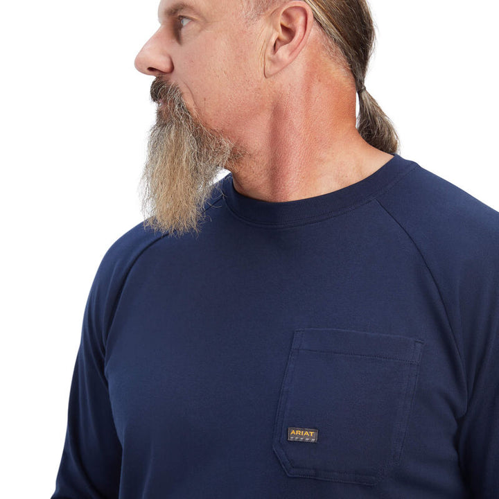 Ariat Mens Rebar Cotton Strong LS T-Shirt Navy