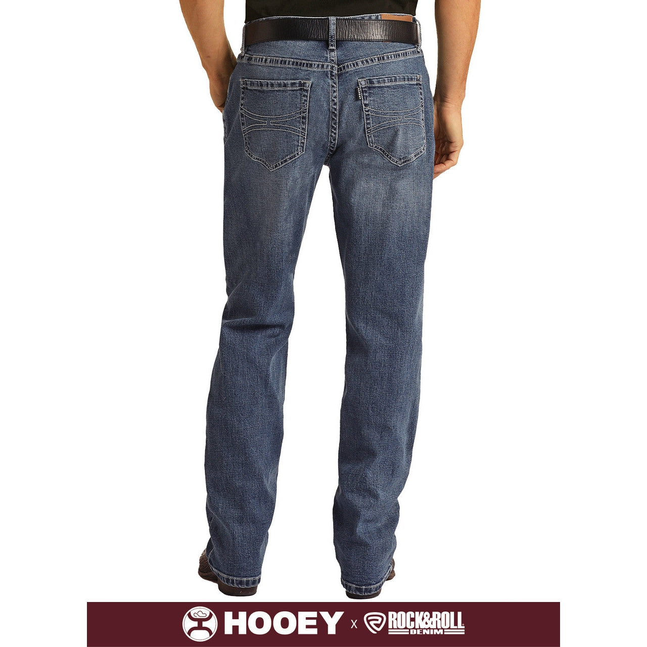 Hooey Mens Double Barrel Stackable Bootcut Jeans - Medium Wash