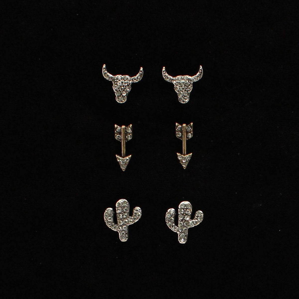Blazin Roxx 3pc Earring Set - Longhorn/Arrow/Cactus - Irvine Tack & Western Wear