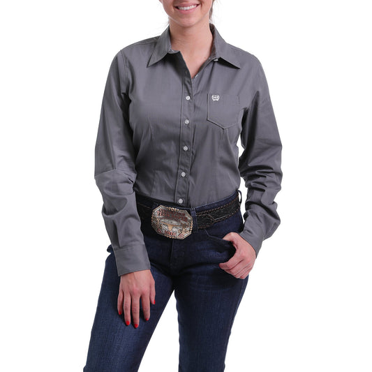 Cinch Long Sleeve Women's Shirt - Grey