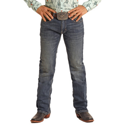 Rock & Roll Mens Vintage '46 Dale Brisby Slim Fit Stretch Straight Jeans - Dark Vintage